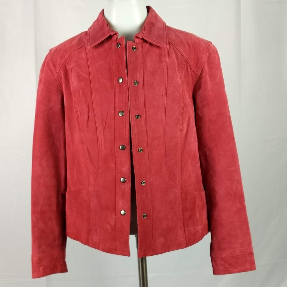 Coldwater Creek PM Pink 100% Leather Jacket Coat - Picture 1 of 7